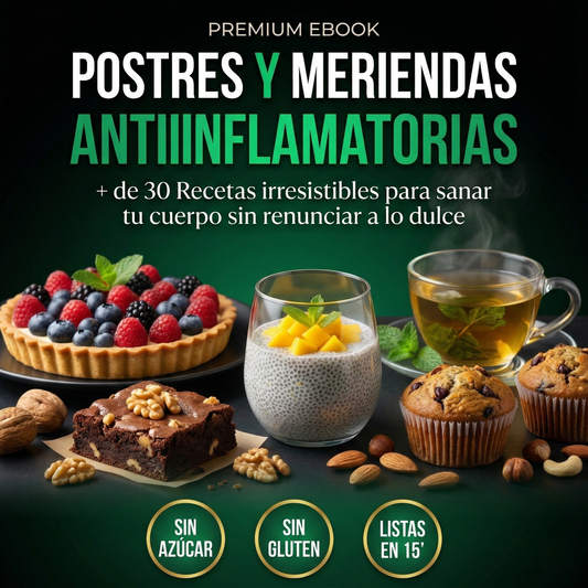 Postres y Meriendas Antiinflamatorias + de 30 recetas irresistibles para sanar tu cuerpo